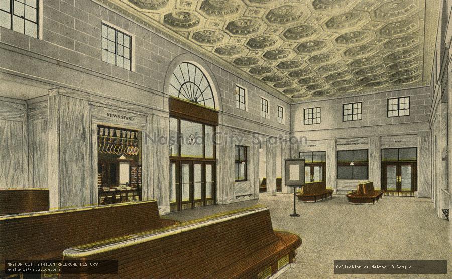 Postcard: Interior, Union Station, Burlington, Vermont